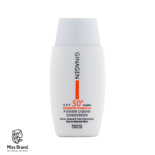 کرم ضد آفتاب بی رنگ ژیناژن مدل Fusion Liquid مناسب پوست خشک و نرمال