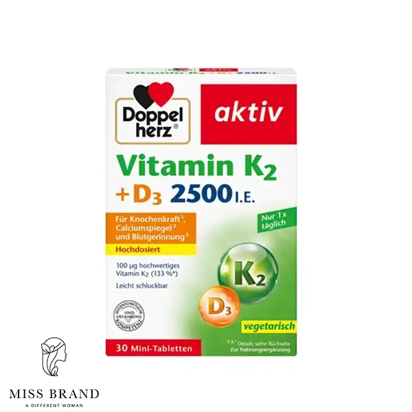 قرص مکمل ویتامین D3 + K2 اکتیو دوپل هرز